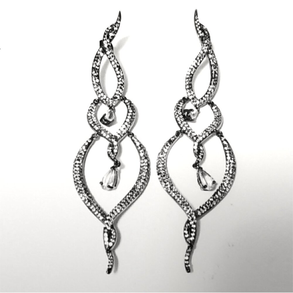 Gorgeous Crystal Drop Statement Earrings 4" Like New!